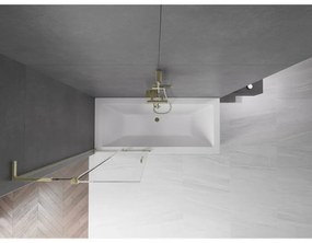 Mexen Velar L, 2-krídlová posuvná vaňová zástena 80 x 150 cm, 8mm číre sklo, zlatý lesklý profil, 896-080-003-01-50