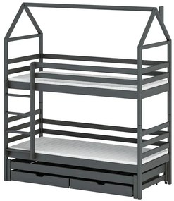 Poschodová posteľ Domček Dalia 90x200 grafit