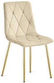Jedálenská stolička LIBRA zamatová, béžová / zlaté nohy