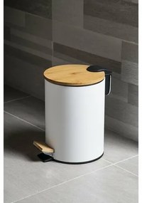 AQUALINE BI006 Bambus odpadkový kôš okrúhly 3 l, biela