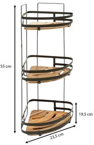 Polička do kúpeľne Blackacia3, akácia/s čiernymi prvkami