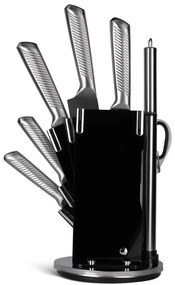 8 dielna sada nožov v otočnom stojane v oceľovej farbe