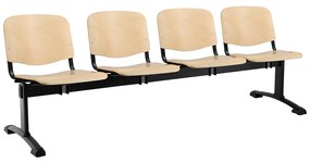 Drevená lavica ISO, 4-sedadlo - čierne nohy, buk