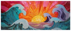 Obraz - Mozaika vĺn (120x50 cm)
