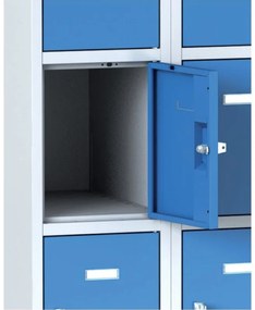 Alfa 3 Šatníková skrinka S6 s úložnými boxami, 15 boxov, 1800 x 900 x 500 mm, otočný zámok, sivé dvere