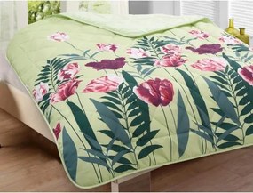 Letná prikrývka Zelená, tulipány%