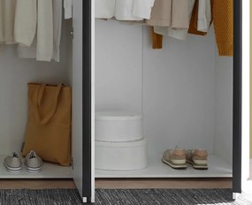 Šatníková skriňa so zrkadlom Kevo, 225 cm, biela