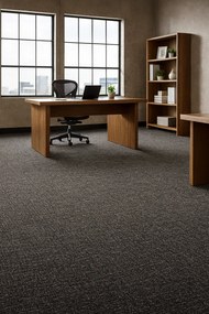 Timzo, Koberec metráž Mammut 8029 čierny, na mieru, šíře 4m, šedá, ab (mriežka), chodba / predsieň