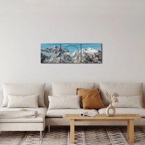 Obraz zasnežených vrcholkov, Fiordland (s hodinami) (90x30 cm)