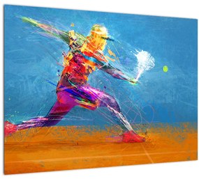Sklenený obraz - Maľovaný tenista (70x50 cm)