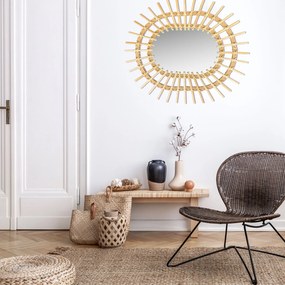 Tutumi Tutumi, nástenné zrkadlo Boho 57x49 cm QDJ5749, svetlá hnedá, HOM-02819