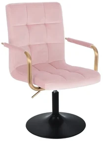 LuxuryForm DESIGN Stolička VERONA GOLD VELUR na čiernom tanieri - ružová