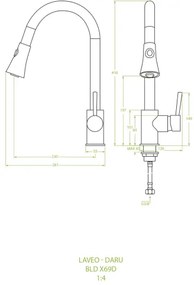 Laveo Daru, kuchynská batéria stojaca h-410, chrómová, LAV-BLD_069D