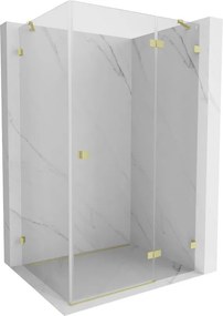 Mexen Lunar, výklopný sprchový kút pravý 80 x 90 cm, 8mm číre sklo, zlatý matný profil, 834-080-090-55-00-P