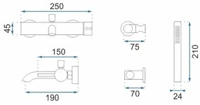 REA-B8010 - Vaňová sada LUNGO v brúsenom zlate
