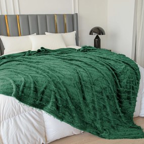Mikroplyšová deka so vzorom PRESTIGE tmavozelená Rozmer: 160 x 200 cm