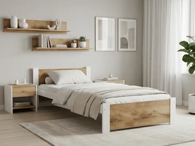 Posteľ IKAROS 90 x 200 cm, dub artisan/biela Rošt: S lamelovým roštom, Matrac: Matrac Somnia 18 cm