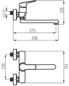 Novaservis - Drezová/umývadlová batéria METALIA lesklý chróm