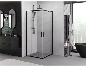 Mexen Exo, 2-krídlový sprchovací kút 90 x 90 cm, 6mm číre sklo, čierny profil, 8110-090-090-70-00