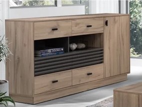 Široká komoda Almo, 155 cm, dub estana/antracit%