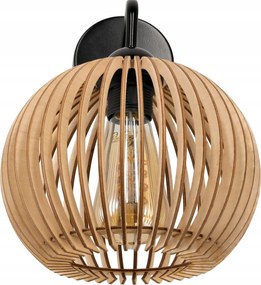 Nástenná lampa 1x E27 edison LED nad zrkadlo s dreveným tienidlom