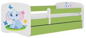 Detská posteľ Babydreams slon s motýlikmi zelená