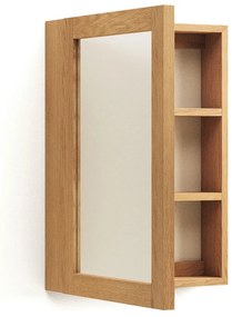 Závesná kúpeľňová skrinka so zrkadlom z teakového dreva v prírodnej farbe 50x70 cm Plubia – Kave Home