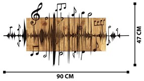 Nástenná drevená dekorácia MUSIC hnedá/čierna