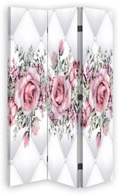 Ozdobný paraván Prošívané okvětní lístky růží - 110x170 cm, trojdielny, obojstranný paraván 360°