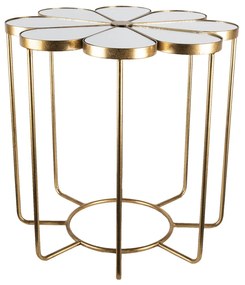 Zlatý kovový odkladací stolík Flower s doskou v tvare kvetu - Ø 62 * 61 cm