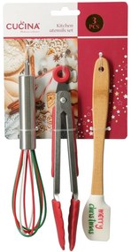 Súprava kuchynského náčinia - metlička, kliešte, stierka