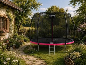 TRENDIE Trampolína s vnútornou sieťou 312 cm ružová + rebrík