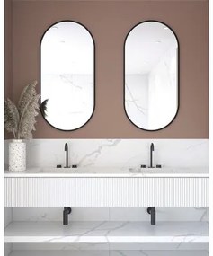Oválne zrkadlo do kúpeľne Mirro 100 x 50 cm v čiernom ráme