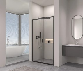 Erga Alpine, posuvné sprchové dvere do otvoru 110x195 cm, 6mm číre sklo, čierny profil, ERG-V02-ALPINE-D110-BK