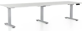 Výškovo nastaviteľný stôl OfficeTech Long, 260 x 80 cm, sivá podnož, biela