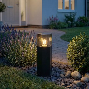 Vonkajšia stojaca lampa čierna s dymovým tienidlom šesťuholníkovým 30 cm - Denmark