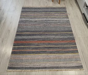 Moderný viacfarebný koberec Banco 1049 sivý – nízky vlas Rozmer: 75x150 cm