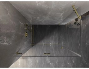 Mexen Lunar-F, 1-krídlový sprchový kút so skladacími dverami, ľavý, 85 x 80 cm, 8mm číre sklo, zlatý matný profil, 836-085-080-55-00-L