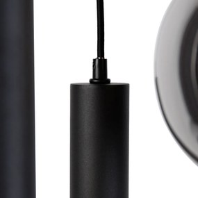 Moderné závesné svietidlo čierne s dymovým sklom 3-svetlá - Clayton