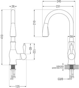 Mexen Vito, 1-komorový granitový drez 520x490x210 mm a drezová batéria Savita, šedá, 6503-71-672601-71