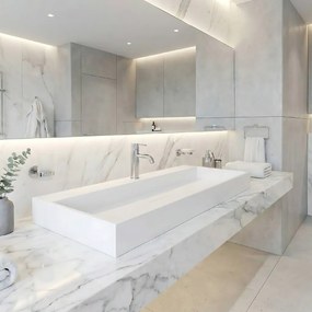 Rea Goya, umývadlo na dosku 100x46x14 cm, konglomerát, biela lesklá, REA-U8903