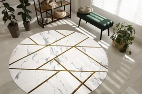 Koberec EMERALD exkluzívny 1012 kruh - glamour, marmur, geometrický krémový/zlatý