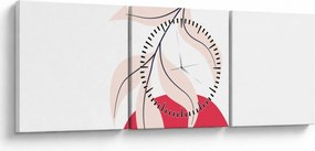 Obraz - Ružová florálna abstrakcia N⁰2 (s hodinami) (90x30 cm)