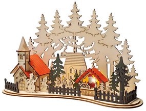 Solight LED vianočné mestečko s kostolom, 30 x 19 cm, 2x AAA