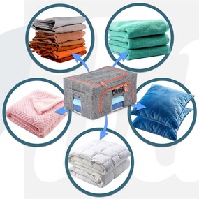 Látkový pevný box na uskladnenie textilu, sivý PILLOW 40x 30 x 20 cm (22l)