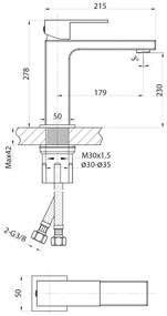 Sapho - Umývadlová batéria CUBEMIX 27,8 cm matná čierna