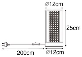 Orientálna stolná lampa biela s ratanom 12 cm - Akira