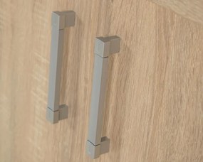 Kredenc hladký 160, sonoma (sklo hranaté čiré, úchyt Paula, prac. doska sonoma)