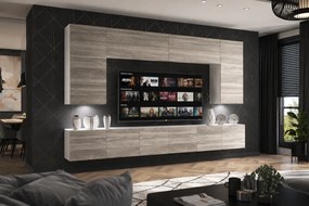 Obývacia stena 300 cm Belini šedý antracit Glamour Wood Imperium2  IMP 2/5/W/GW1/0/0