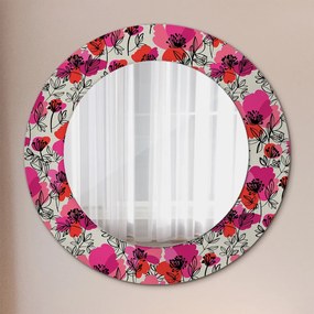 Ružové maky Okrúhle dekoračné zrkadlo